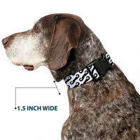 Plastic Clip Collar - Diagonal Handlebar Mustaches White/Black