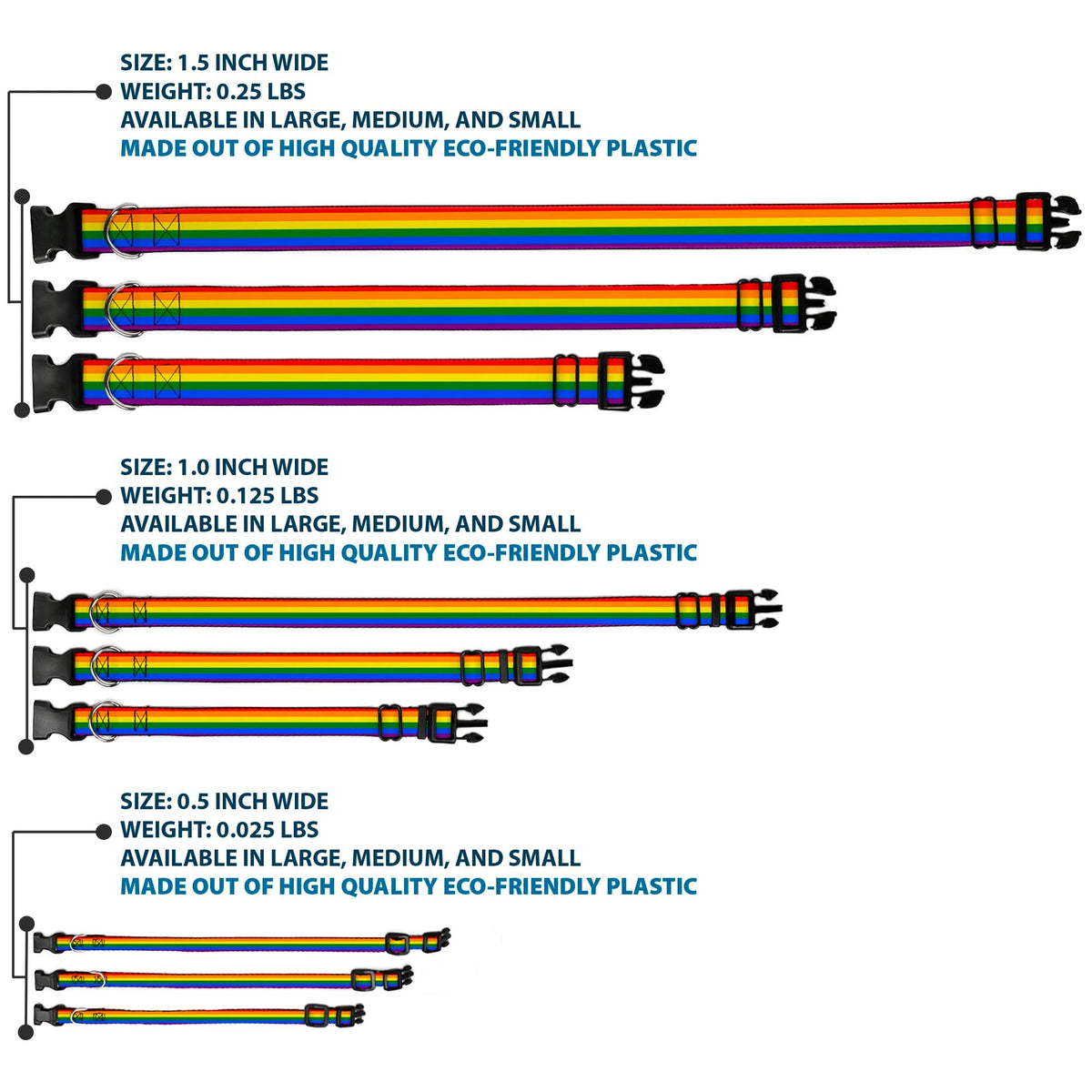 Plastic Clip Collar - Flag Pride Rainbow