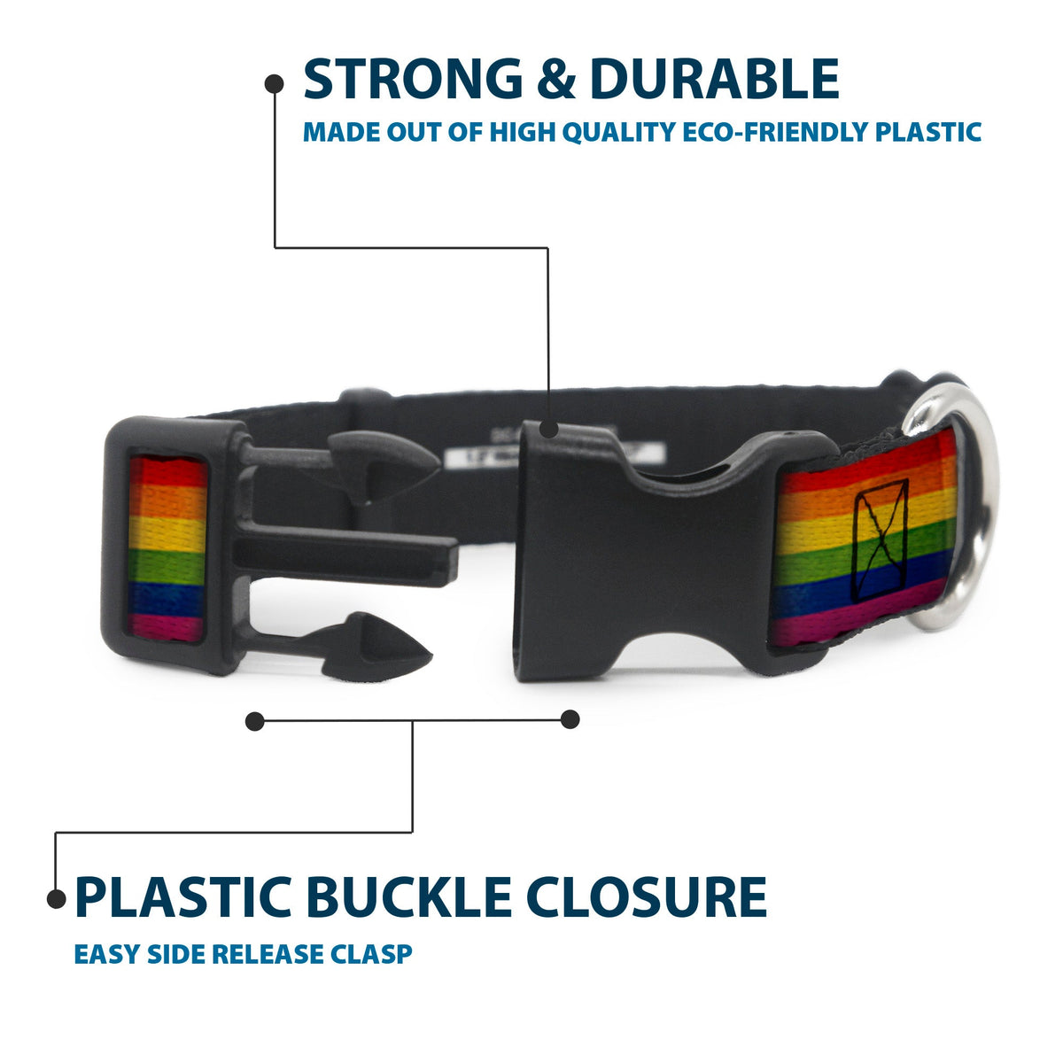 Plastic Clip Collar - Flag Pride Distressed Rainbow