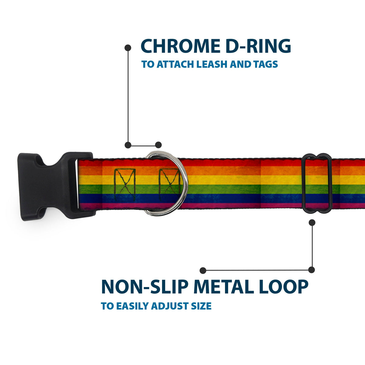Plastic Clip Collar - Flag Pride Distressed Rainbow
