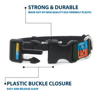Plastic Clip Collar - Geometric8 Charcoal/Orange/Gold/Blue
