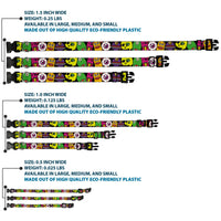 Plastic Clip Collar - Monsters CLOSE-UP Black