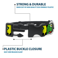 Plastic Clip Collar - Monsters CLOSE-UP Black
