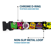 Plastic Clip Collar - Monsters CLOSE-UP Black