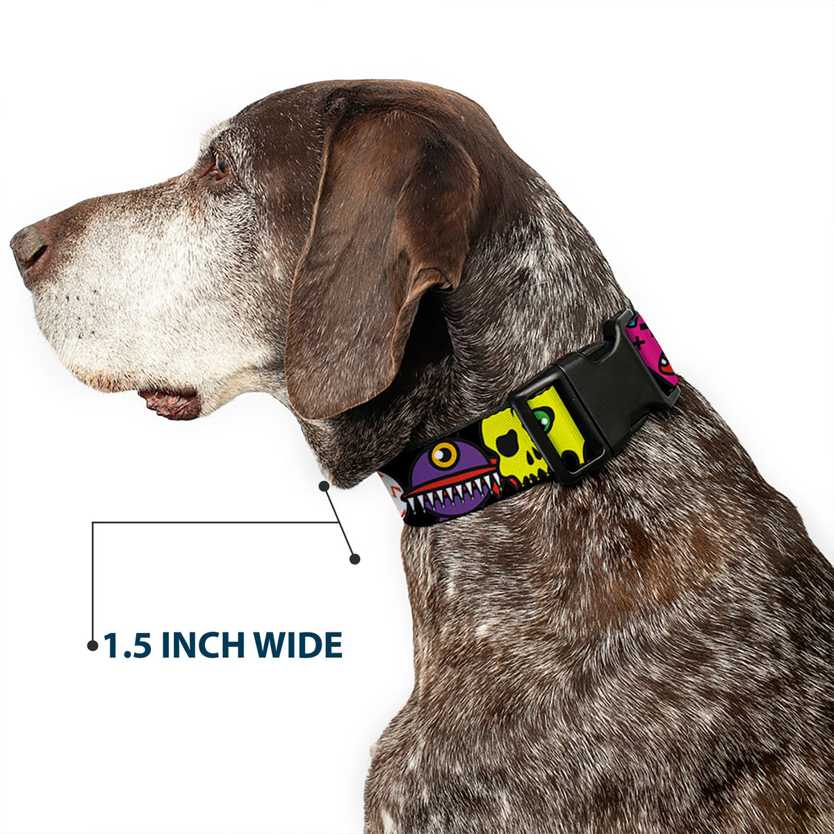 Plastic Clip Collar - Monsters CLOSE-UP Black