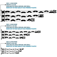 Plastic Clip Collar - Mustaches White/Black