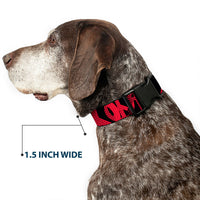 Plastic Clip Collar - Peace Dots Black/Fuchsia