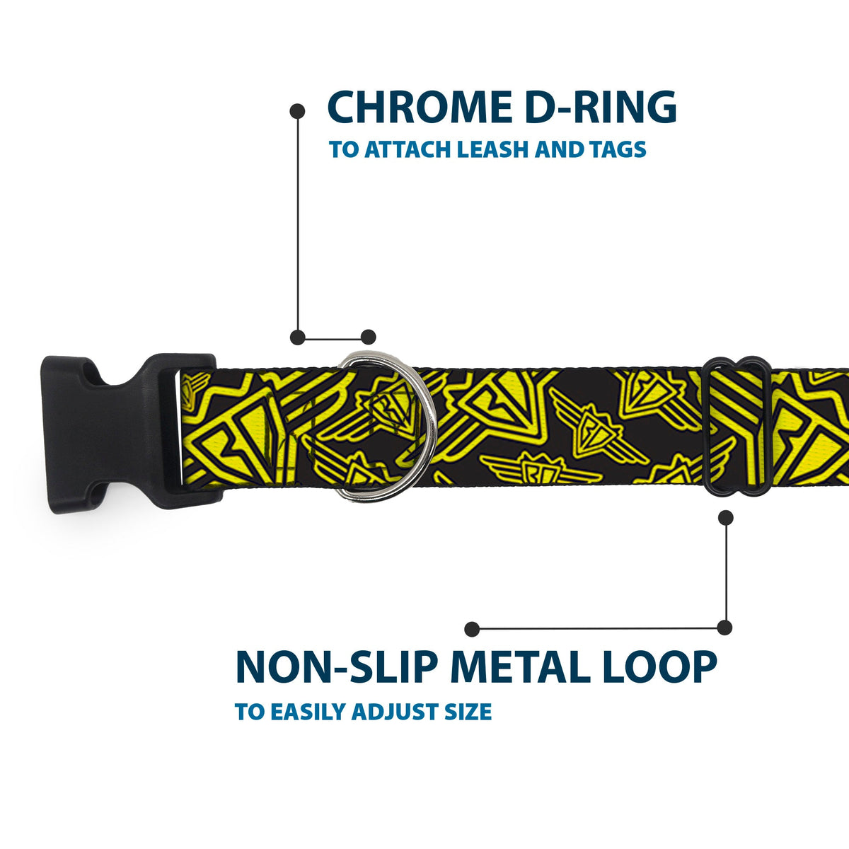 Plastic Clip Collar - BD Logo Scattered Black/Yellow