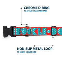 Plastic Clip Collar - BUCKLE-DOWN Shapes Red/Dot Turquoise/White