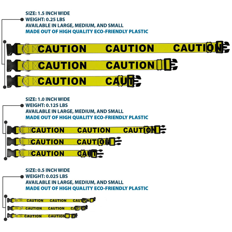 Plastic Clip Collar - CAUTION Yellow/Black