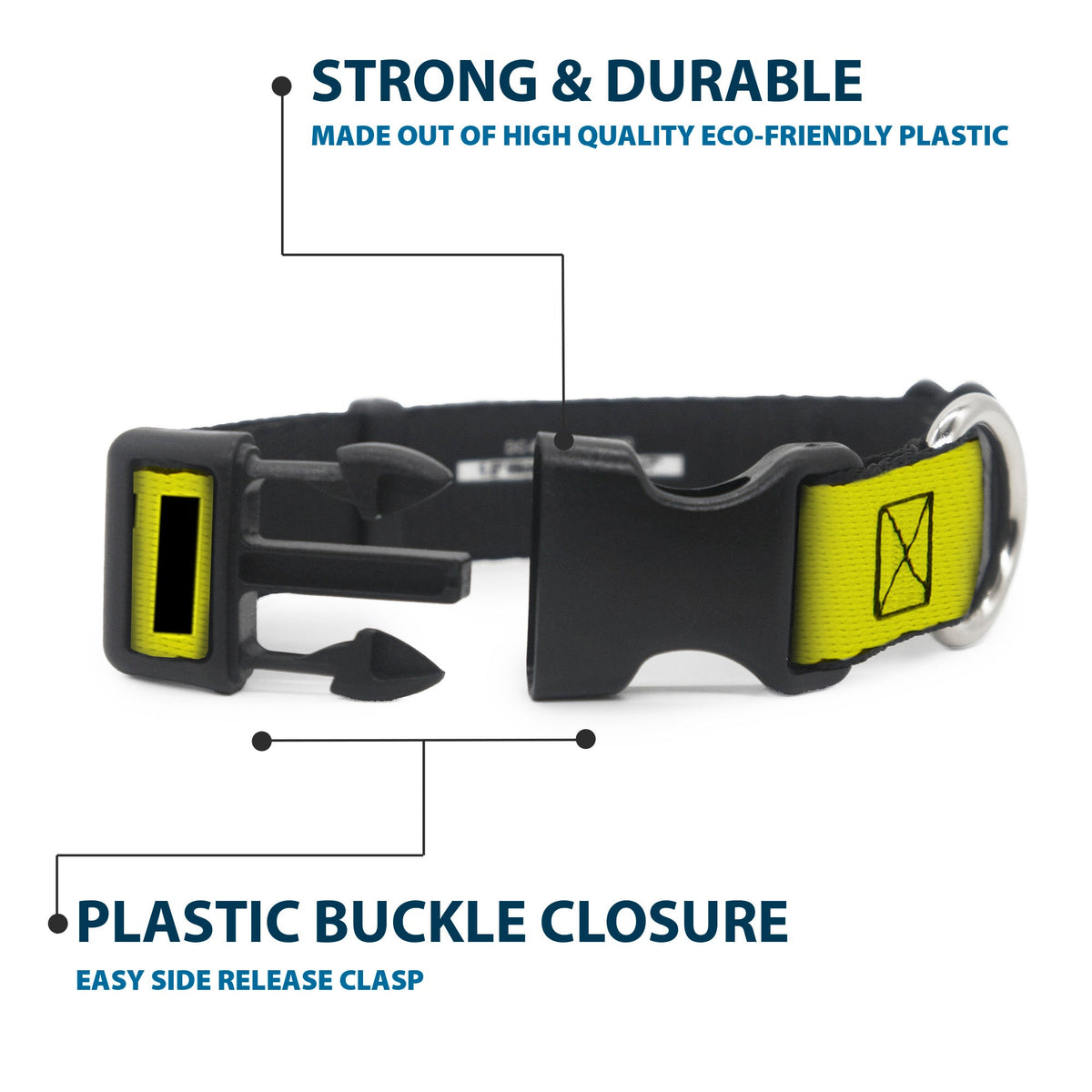 Plastic Clip Collar - CAUTION Yellow/Black