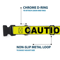 Plastic Clip Collar - CAUTION Yellow/Black