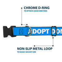 Plastic Clip Collar - Pet Quote ADOPT DON'T SHOP Blue/White