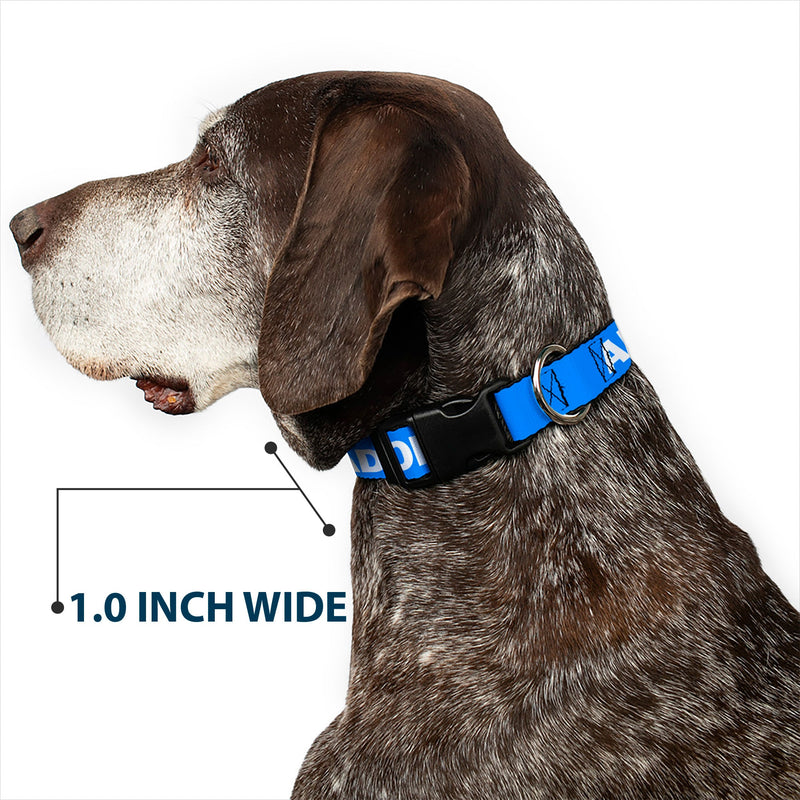 Plastic Clip Collar - Pet Quote ADOPT DON'T SHOP Blue/White