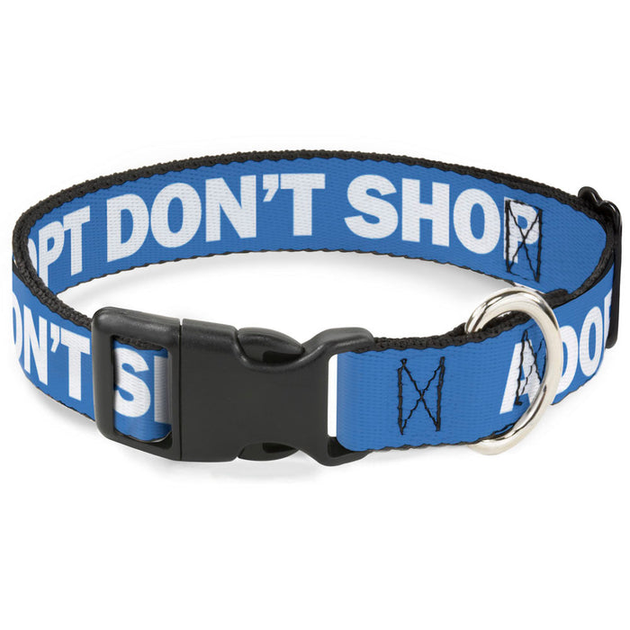 Plastic Clip Collar - Pet Quote ADOPT DON'T SHOP Blue/White
