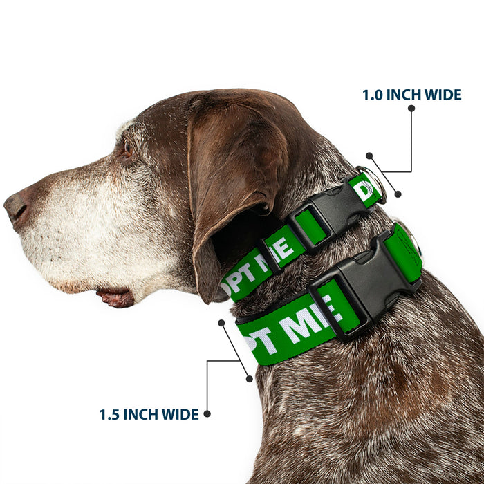 Plastic Clip Collar - Pet Quote ADOPT ME Green/White