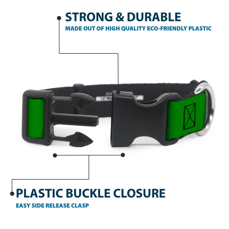 Plastic Clip Collar - Pet Quote ADOPT ME Green/White