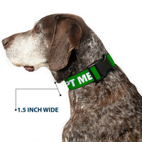 Plastic Clip Collar - Pet Quote ADOPT ME Green/White