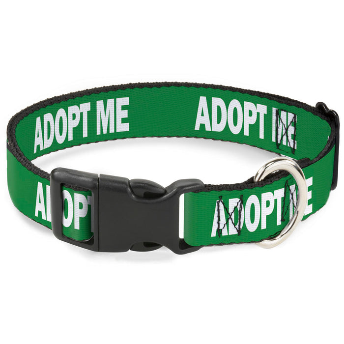 Plastic Clip Collar - Pet Quote ADOPT ME Green/White