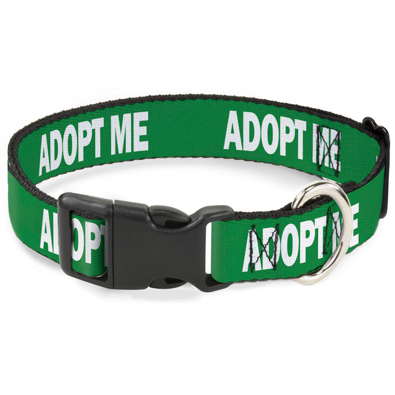 Plastic Clip Collar - Pet Quote ADOPT ME Green/White