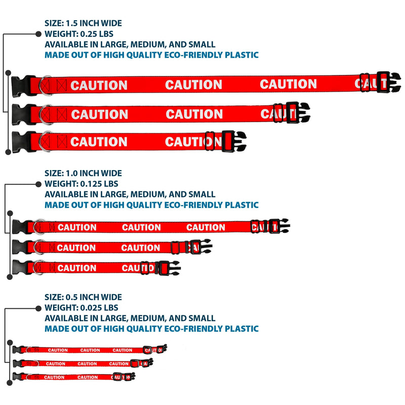 Plastic Clip Collar - Pet Quote CAUTION Red/White