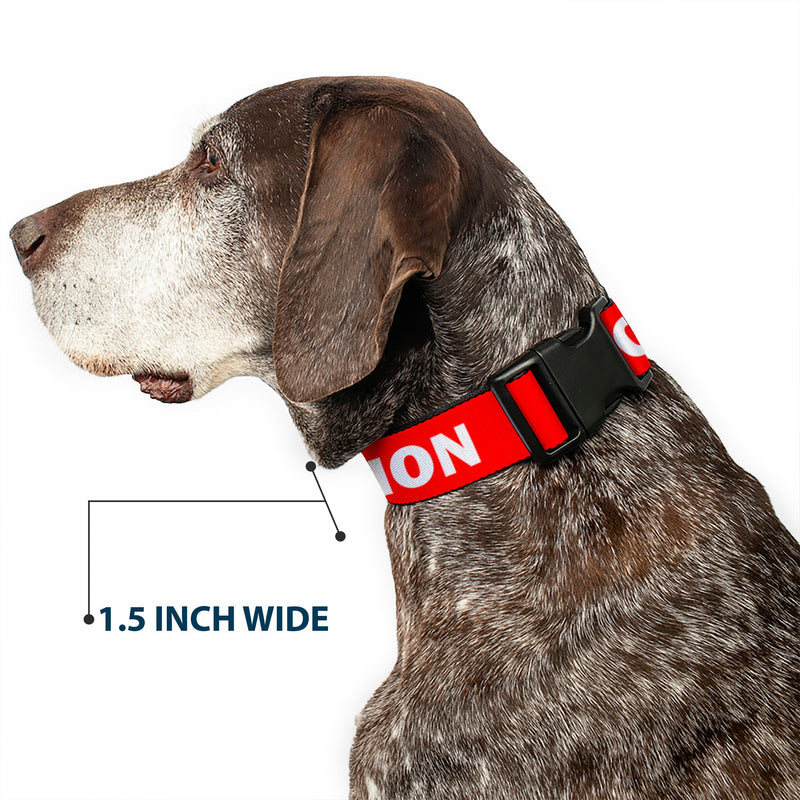 Plastic Clip Collar - Pet Quote CAUTION Red/White