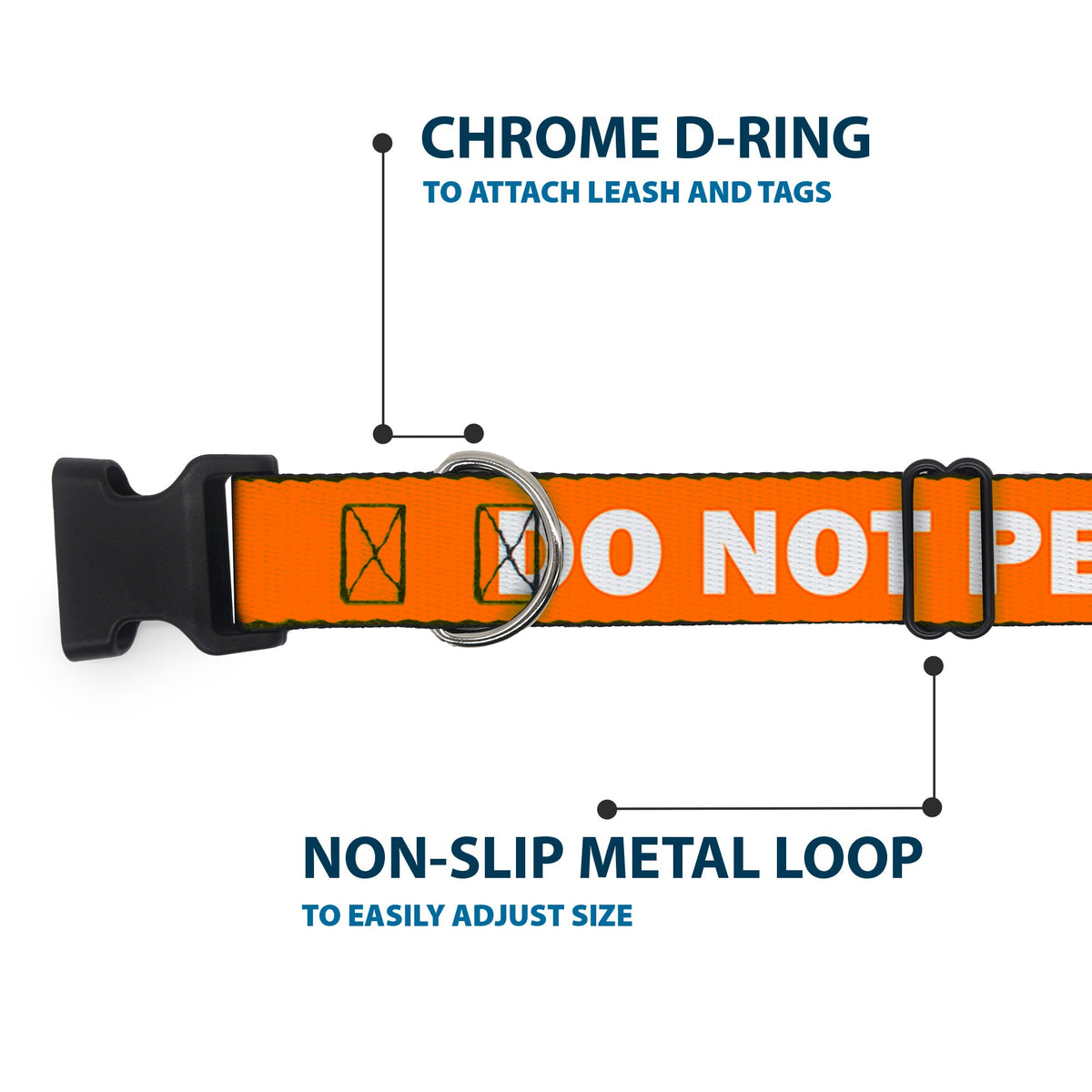 Plastic Clip Collar - Pet Quote DO NOT PET Orange/White