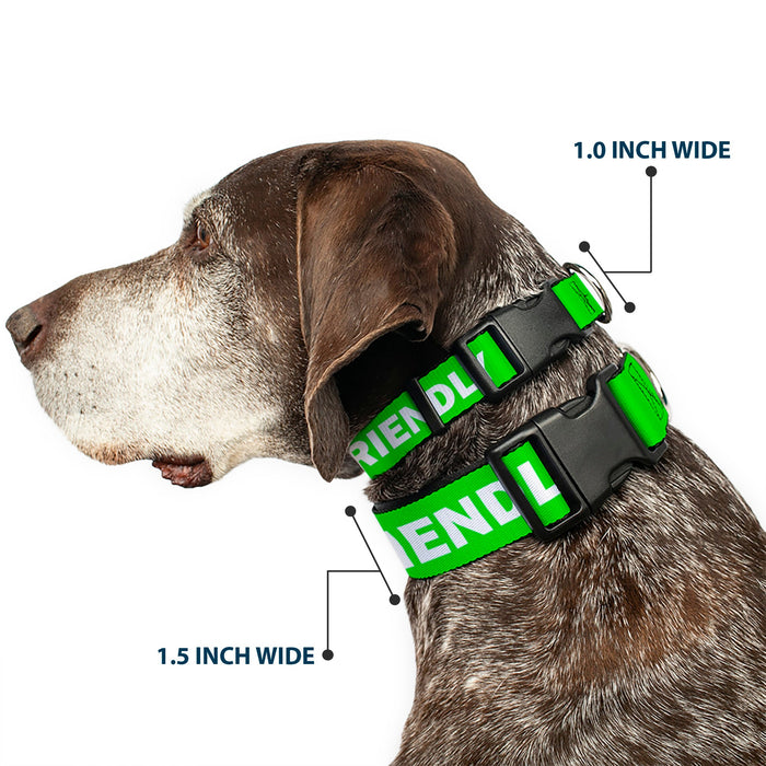 Plastic Clip Collar - Pet Quote FRIENDLY Green/White