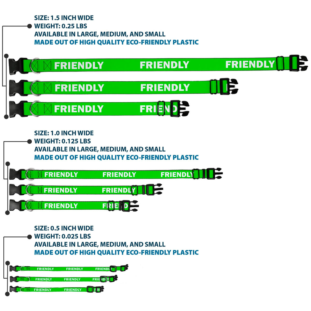Plastic Clip Collar - Pet Quote FRIENDLY Green/White