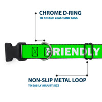 Plastic Clip Collar - Pet Quote FRIENDLY Green/White