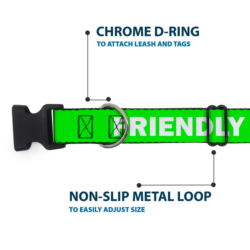 Plastic Clip Collar - Pet Quote FRIENDLY Green/White