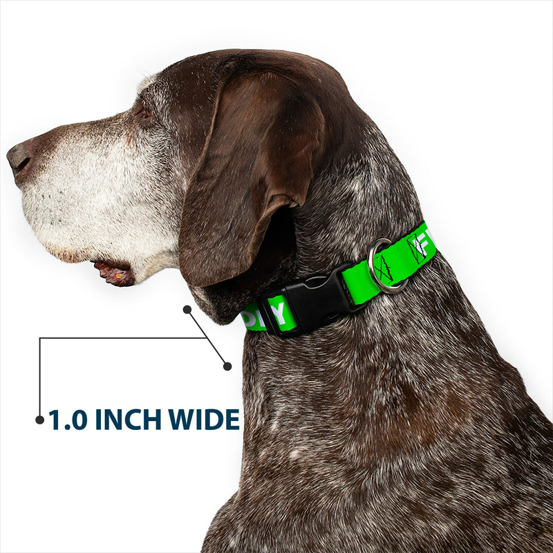 Plastic Clip Collar - Pet Quote FRIENDLY Green/White