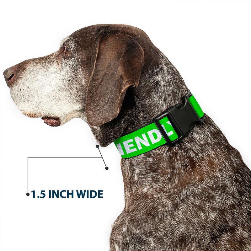 Plastic Clip Collar - Pet Quote FRIENDLY Green/White