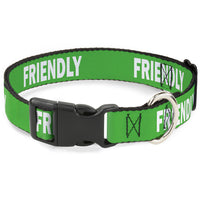 Plastic Clip Collar - Pet Quote FRIENDLY Green/White