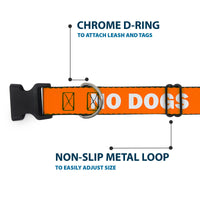 Plastic Clip Collar - Pet Quote NO DOGS Orange/White