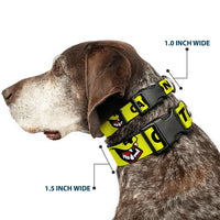 Plastic Clip Collar - Pet Quote CAUTION I BITE/Dog Growl Yellow/Black