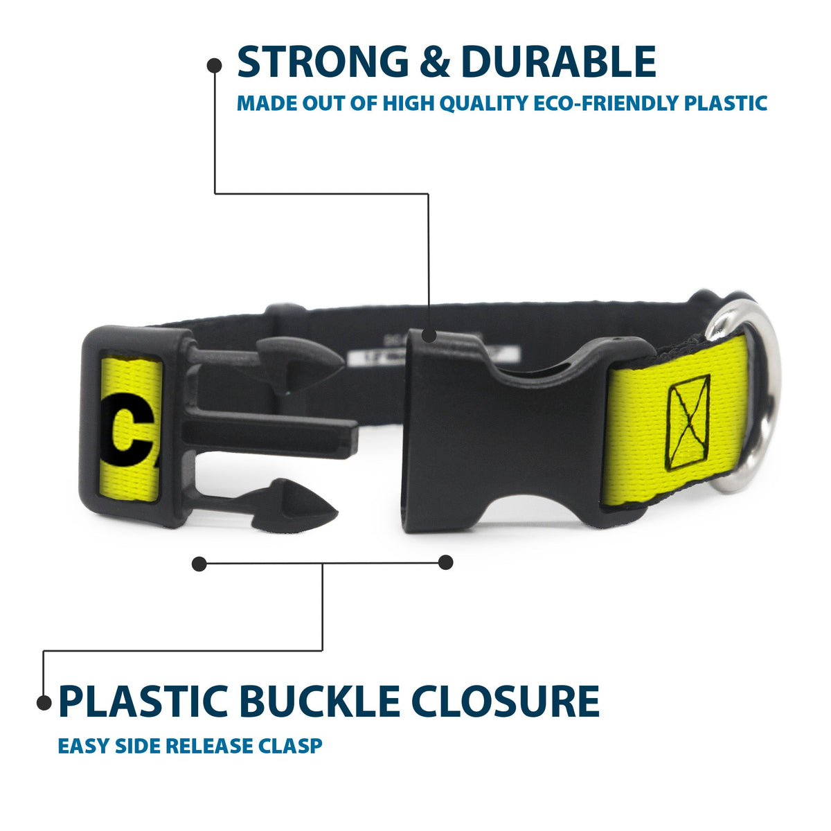 Plastic Clip Collar - Pet Quote CAUTION I BITE/Dog Growl Yellow/Black
