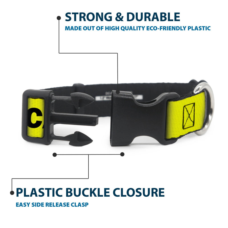 Plastic Clip Collar - Pet Quote CAUTION I BITE/Dog Growl Yellow/Black