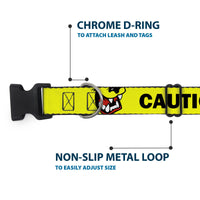 Plastic Clip Collar - Pet Quote CAUTION I BITE/Dog Growl Yellow/Black