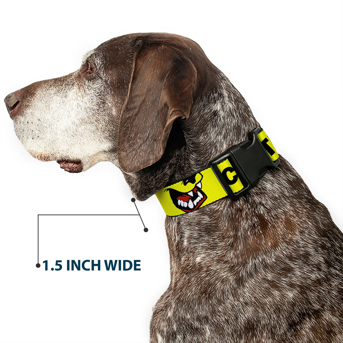 Plastic Clip Collar - Pet Quote CAUTION I BITE/Dog Growl Yellow/Black