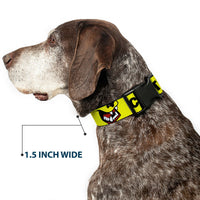 Plastic Clip Collar - Pet Quote CAUTION I BITE/Dog Growl Yellow/Black