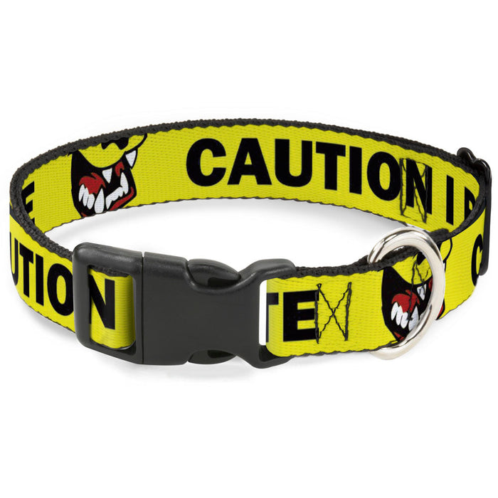 Plastic Clip Collar - Pet Quote CAUTION I BITE/Dog Growl Yellow/Black