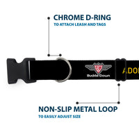 Plastic Clip Collar - Buckle-Down Logo ADOPT, DON'T SHOP Black/Yellow