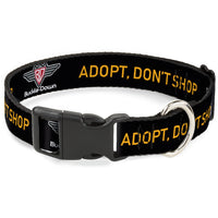 Plastic Clip Collar - Buckle-Down Logo ADOPT, DON'T SHOP Black/Yellow