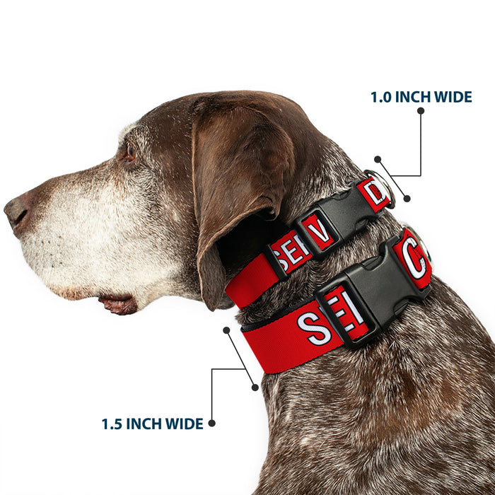 Plastic Clip Collar - SERVICE DOG Red/Black/White