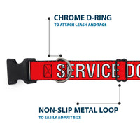Plastic Clip Collar - SERVICE DOG Red/Black/White