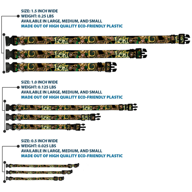 Plastic Clip Collar - LOKI Poses Black/Gold/Green
