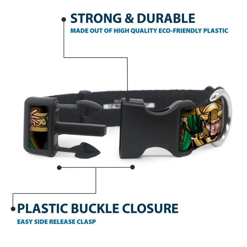 Plastic Clip Collar - LOKI Poses Black/Gold/Green