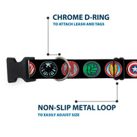 Plastic Clip Collar - 9-Avenger Icons Black/Multi Color