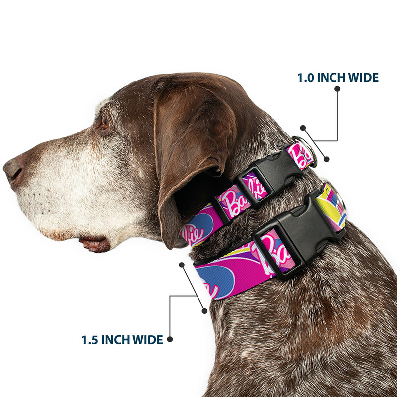Plastic Clip Collar - BARBIE Script Signature Logo Abstract Multi Color/White